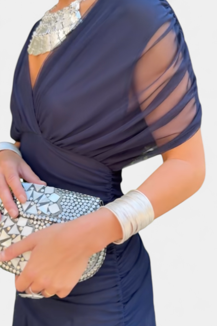 Alondra - Long Dress with Floral Print and V-Neckline