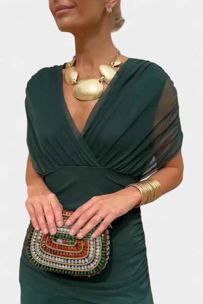 Alondra - Long Dress with Floral Print and V-Neckline